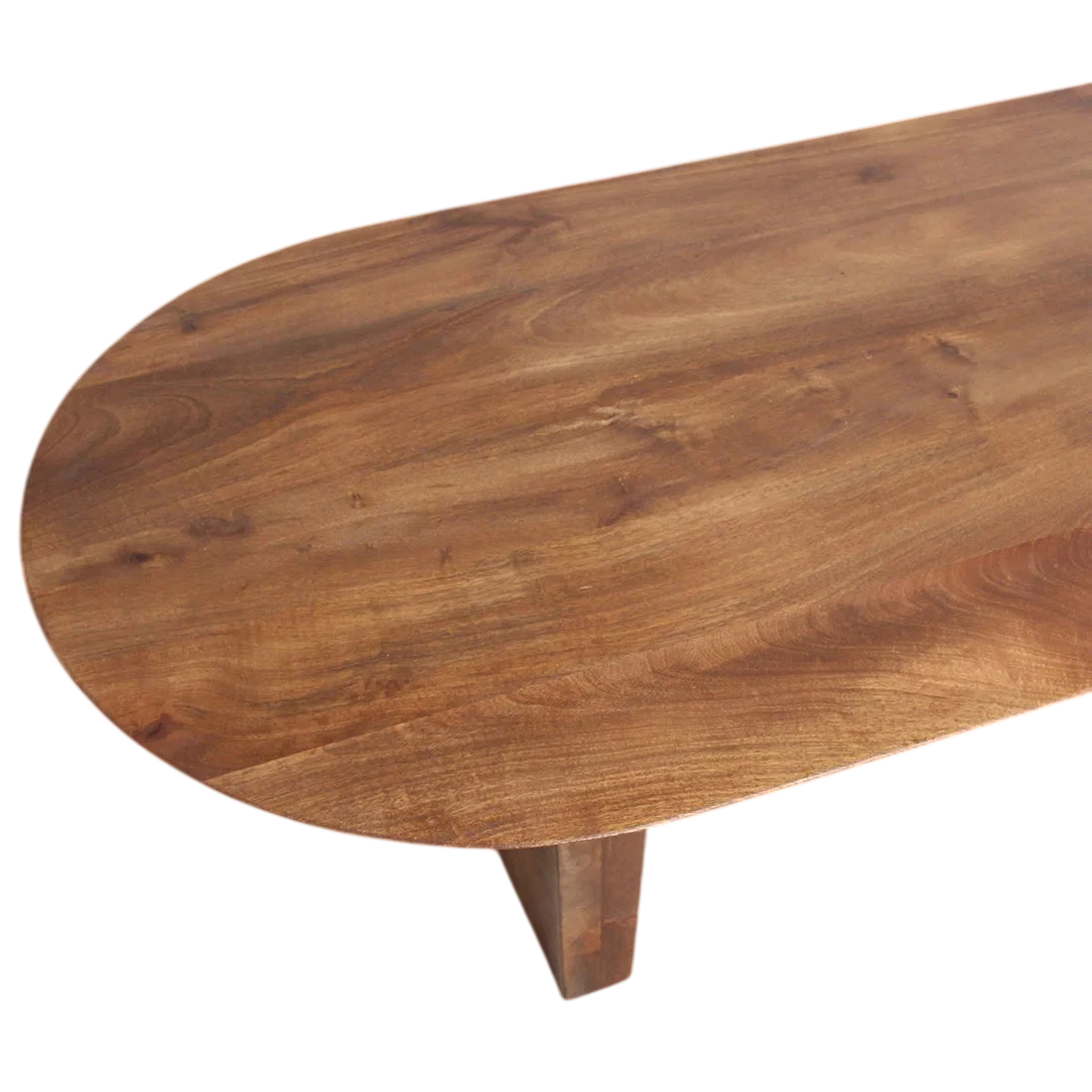 Table basse en bois massif marron forme capsule 140x60 cm
