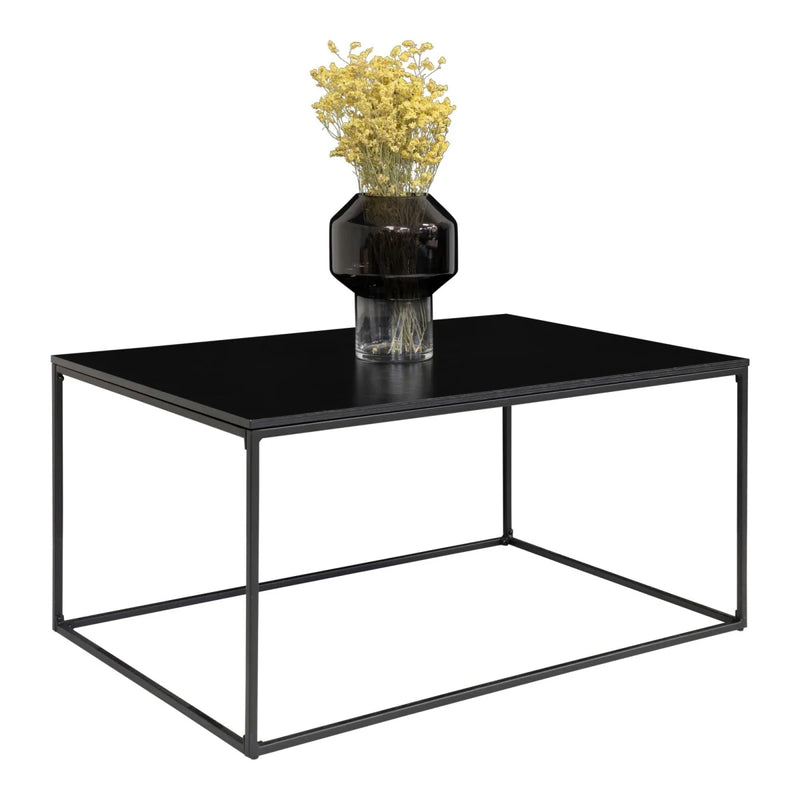 Schwarzer Couchtisch aus Stahl 90x60 cm mit Melaminplatte
