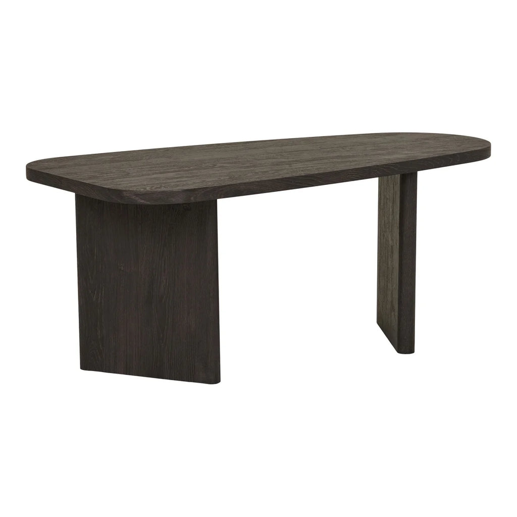 Table basse ovale en bois foncé avec pieds modernes, 100x50 cm