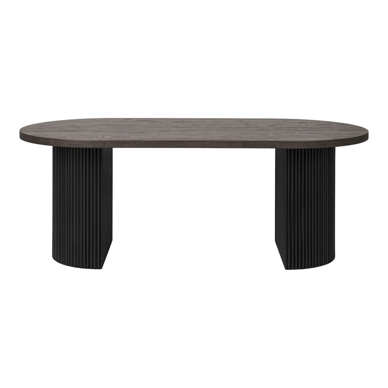 Ovaler Couchtisch aus dunklem Holz mit strukturierten schwarzen Beinen – 60x120 cm