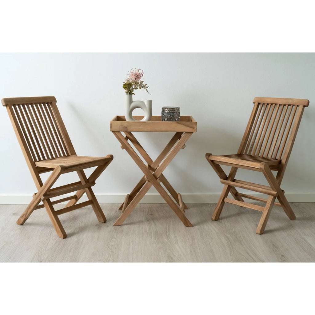 Table basse pliante en teck naturel 29x39 cm avec plateau amovible