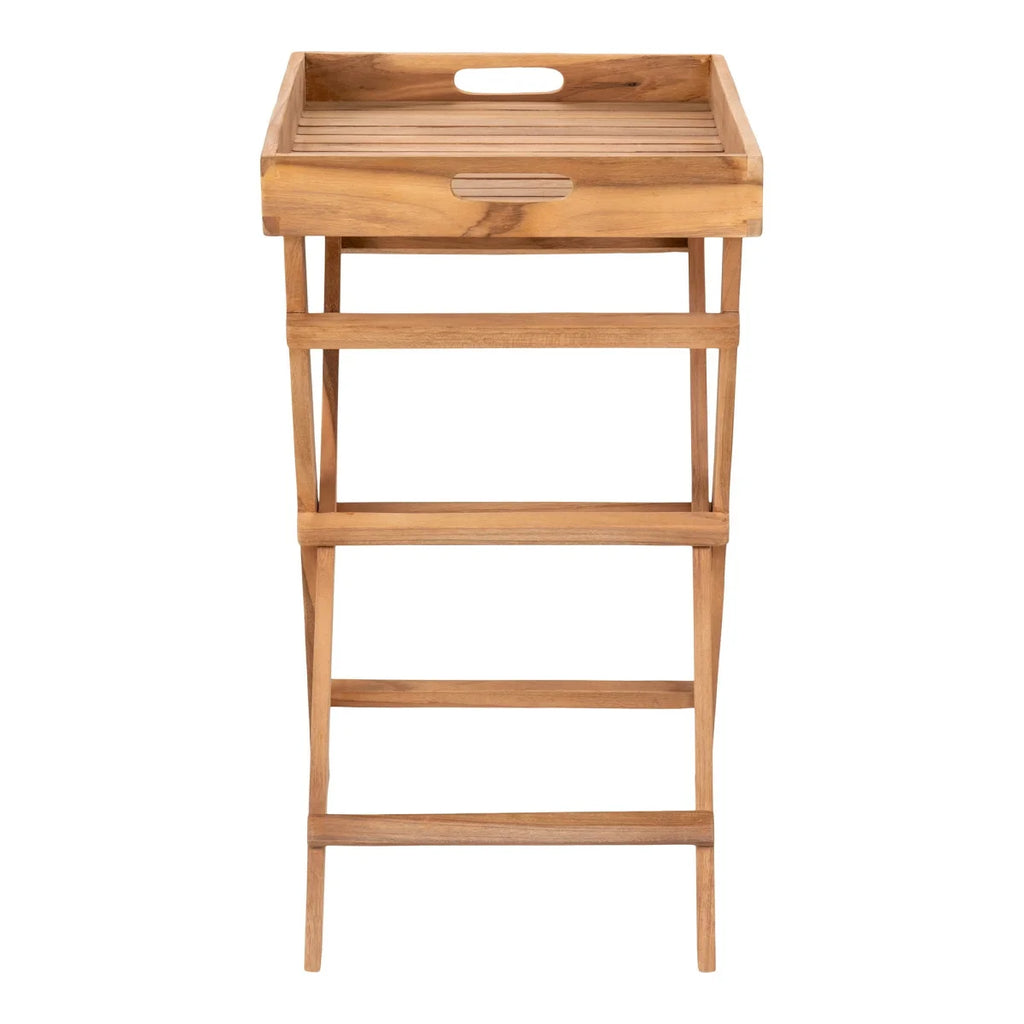 Table basse pliante en teck naturel, 29x39 cm, plateau amovible
