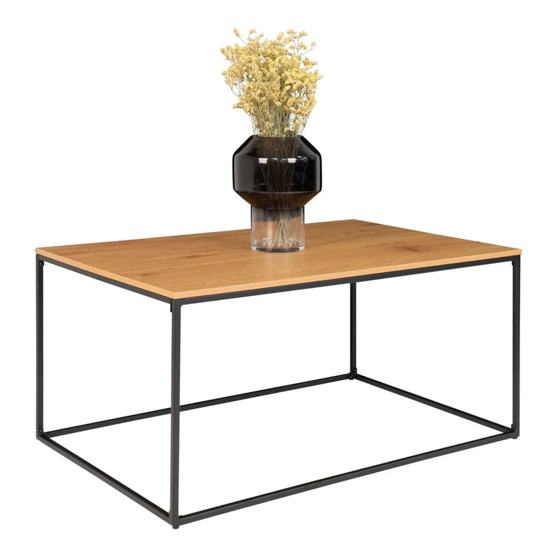 Rechteckiger Couchtisch aus Holz und Metall 90x60 cm