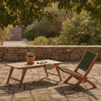 Chaise pliante bois avec assise et dossier tissu vert