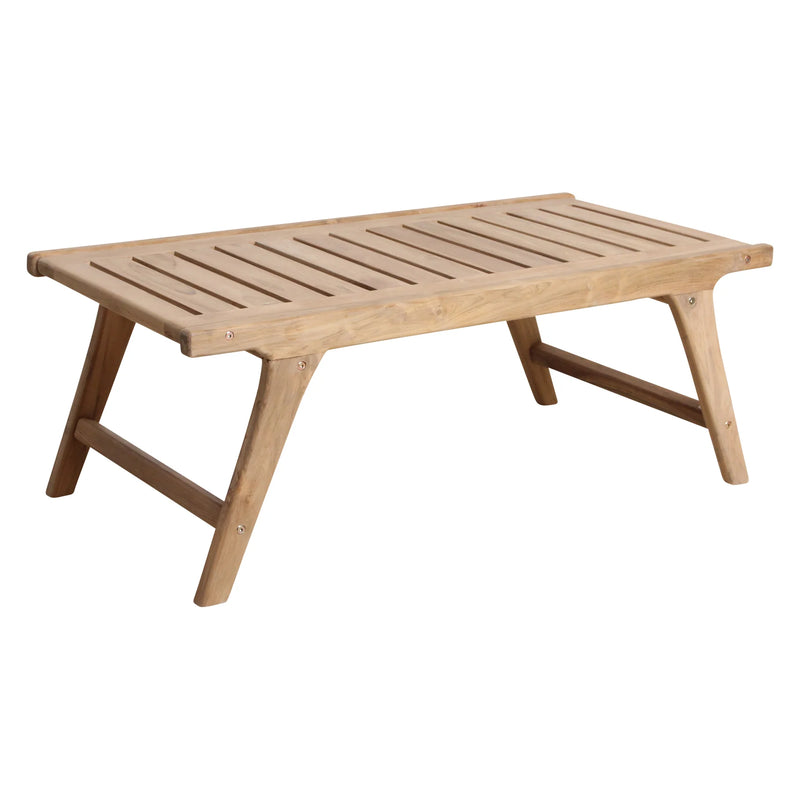 Rechteckiger Couchtisch aus Teak Natur für den Außenbereich – 100x50 cm