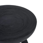Table basse ronde en bois noir texturé – Ø78 cm