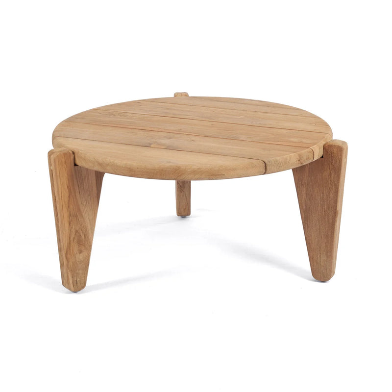 Runder Couchtisch aus recyceltem Teakholz für draußen Natur – Ø70 cm