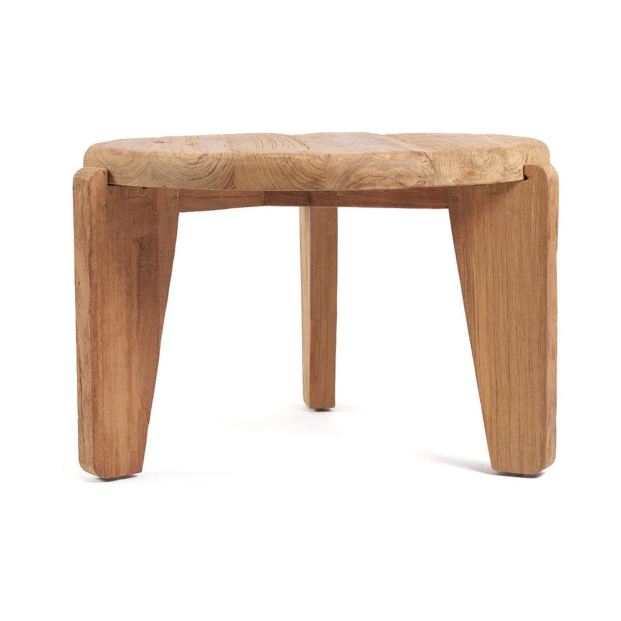 Table basse ronde en teck recyclé naturel pour salon cosy – Ø80 cm