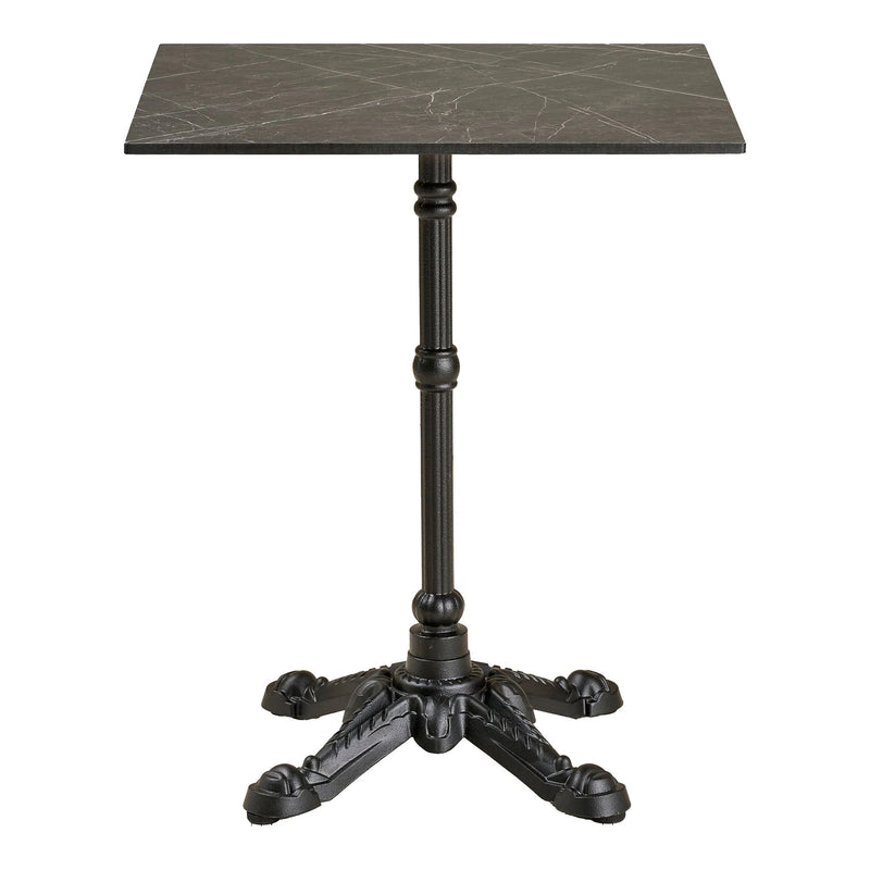 Bistrotisch grau marmoriert mit Gestell aus schwarzem Gusseisen – 60x60 cm