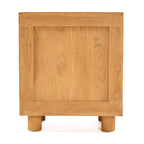 Table de chevet teck massif 50x40 cm, 2 tiroirs, poignées circulaires