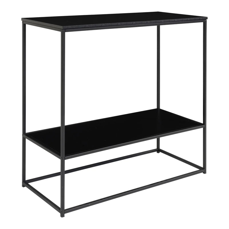 Schwarzer Konsolentisch aus Metall mit rechteckigen Ablagen – 80x36 cm