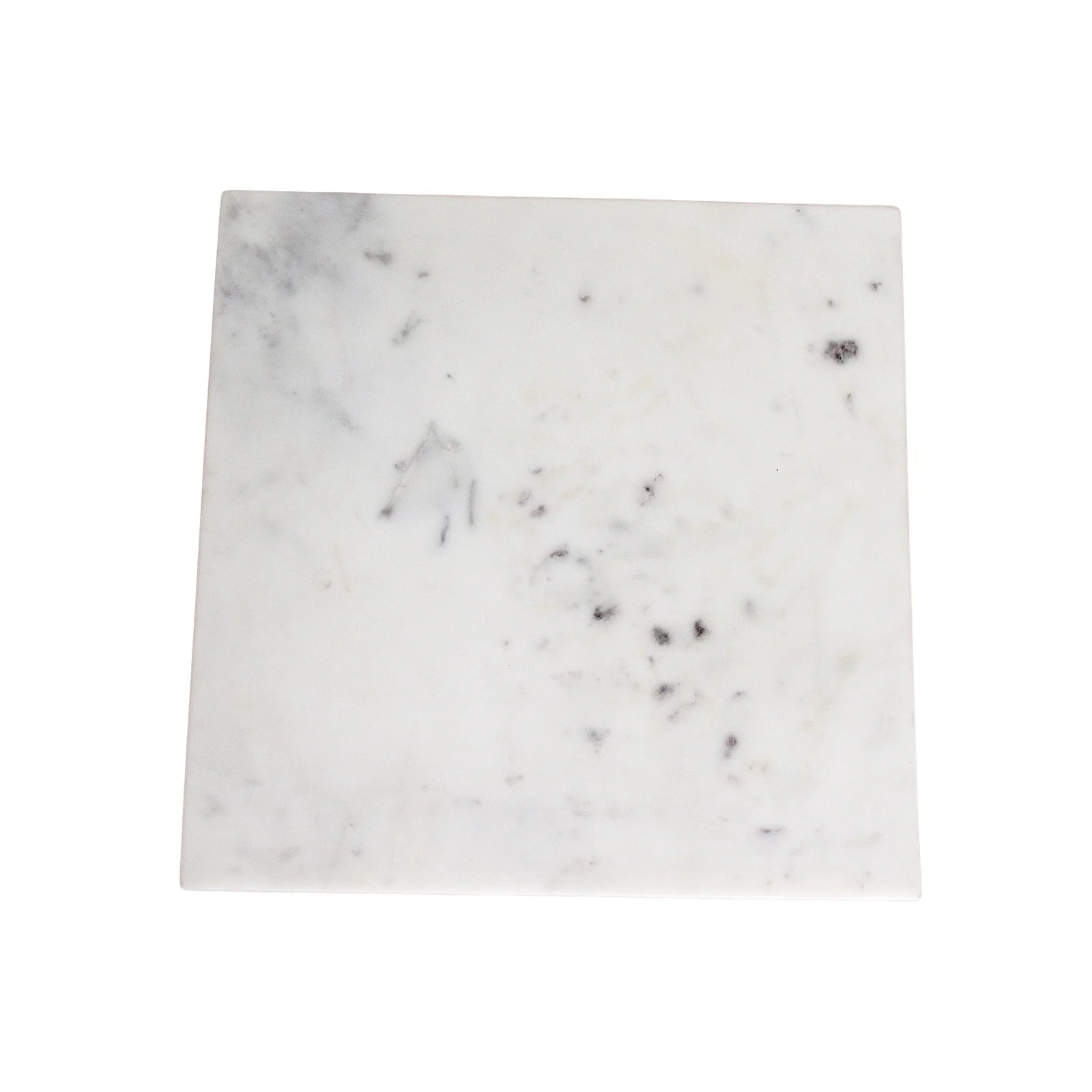 Table d’appoint carrée en marbre blanc veiné gris subtil, 35 cm
