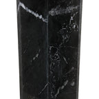 Table d’appoint carrée en marbre noir veiné à piètement croisé sculptural
