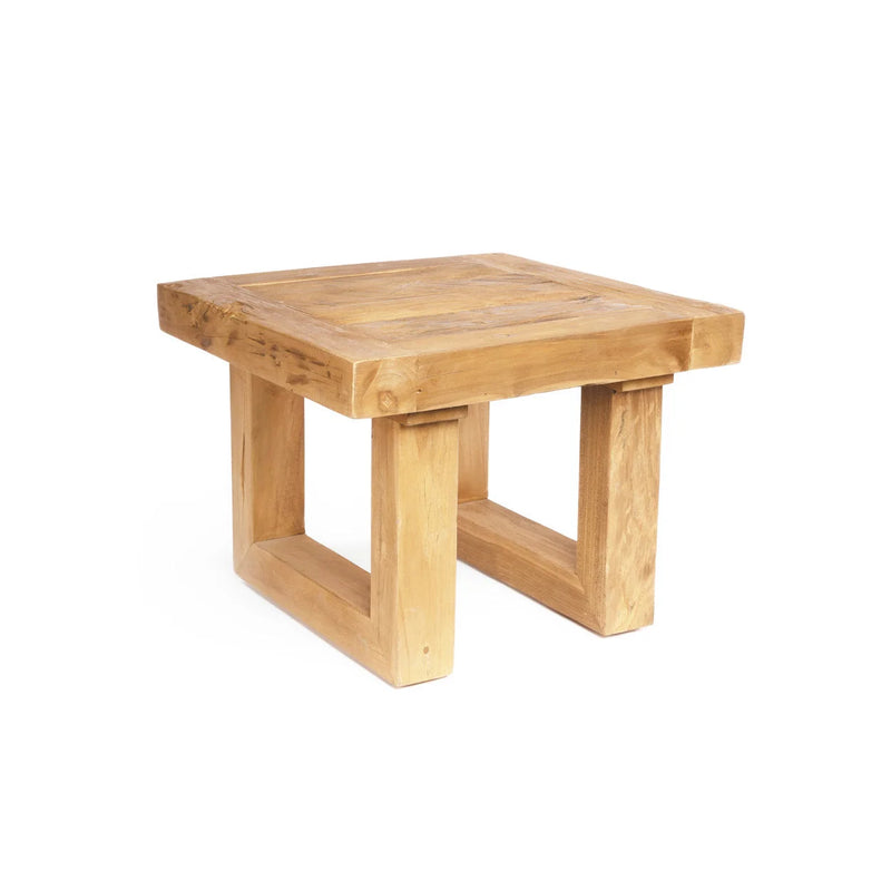 Quadratischer Beistelltisch aus recyceltem Teak – Naturfinish – 50x50 cm