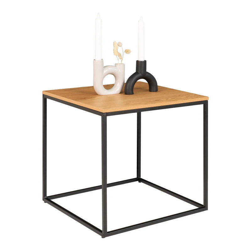Beistelltisch in Eichenoptik 45x45 cm mit Stahlgestell in Schwarz