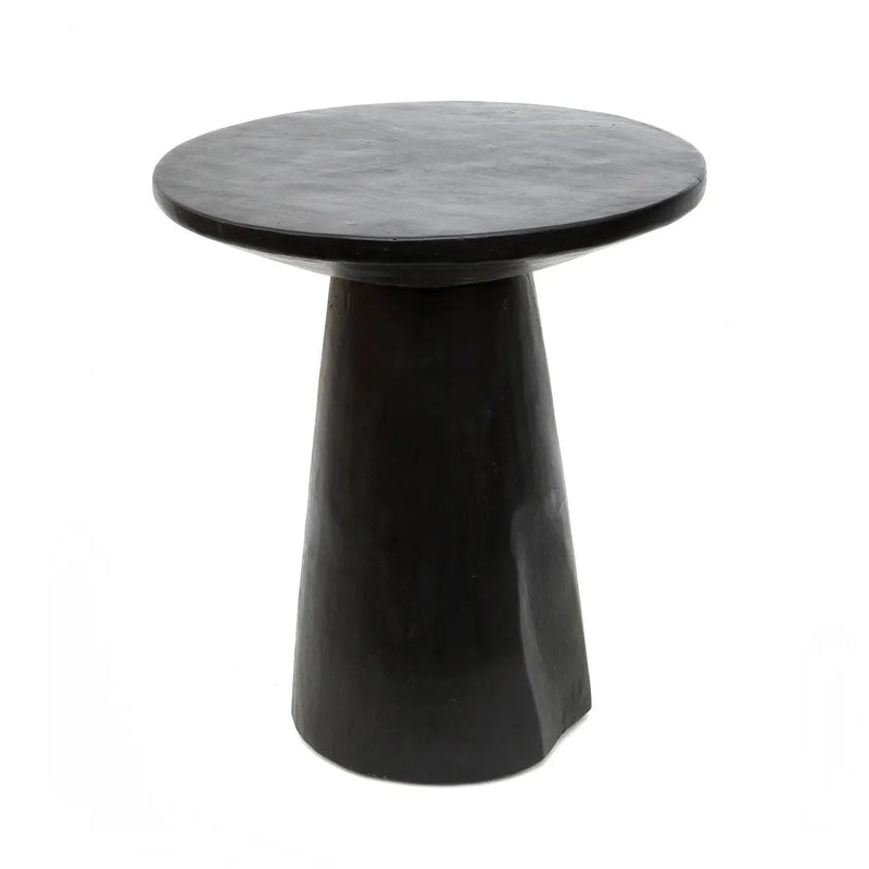 Beistelltisch aus Munggur-Holz in Schwarz, konisch 50 cm