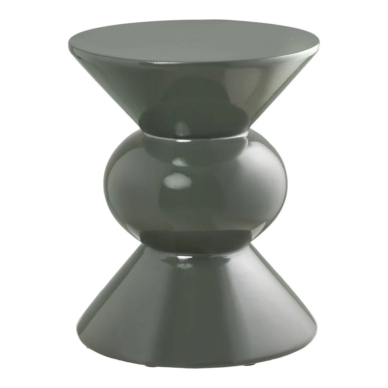Beistelltisch aus lackiertem Fiberglas in Flaschengrün, Sanduhrform – Ø34 cm