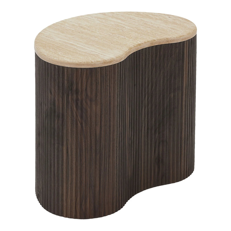 Beistelltisch aus MDF in Travertin-Optik Dunkelbraun 50 cm