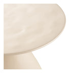 Table d’appoint en métal émaillé beige mat, Ø36 cm, forme sculpturale