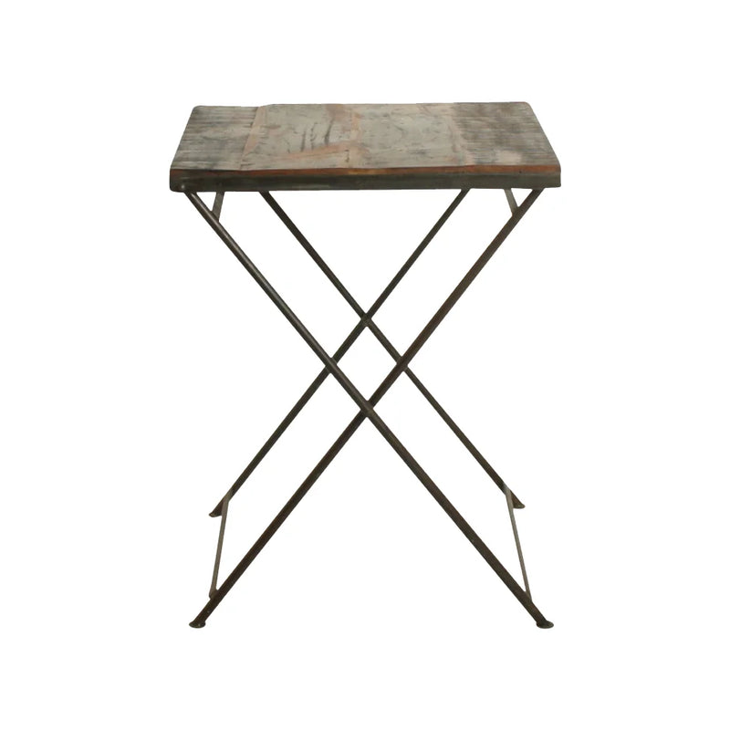 Klappbarer Beistelltisch aus recyceltem Holz und Metall in Braun-Vintage – 60x60 cm