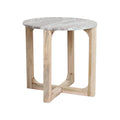Table d’appoint ronde effet marbre blanc, pieds bois clair, Ø50 cm