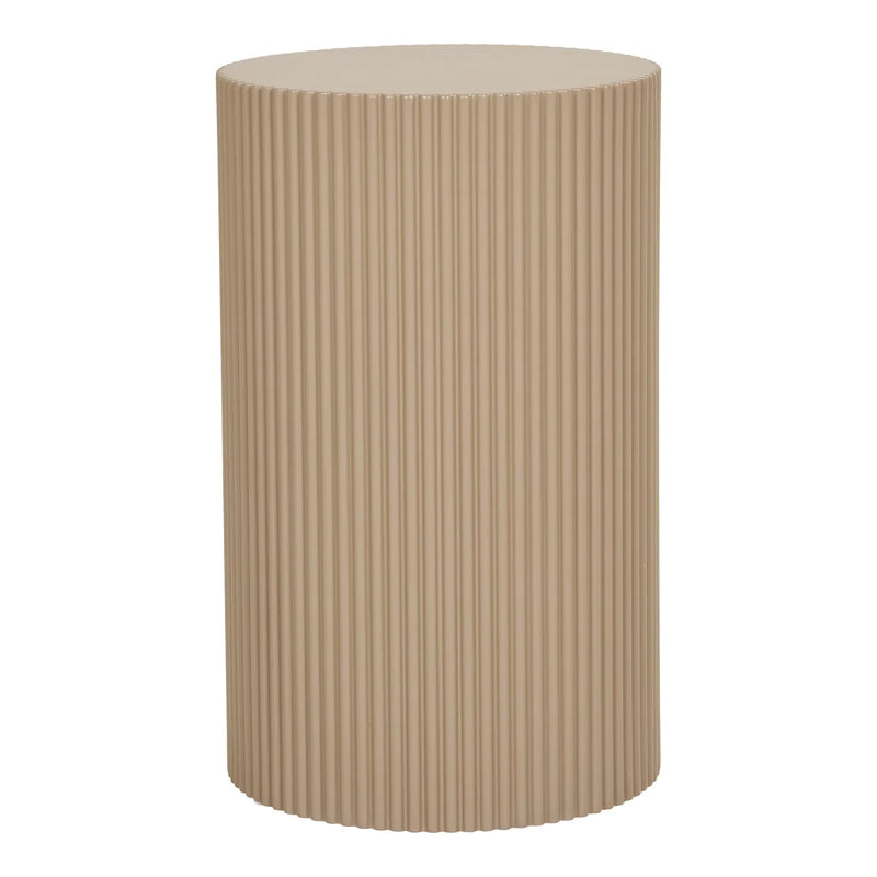 Runder Beistelltisch aus MDF in Graubeige Ø30x50 cm
