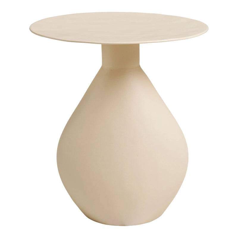 Runder Beistelltisch aus emailliertem Metall in Sandbeige – Ø36 x H40 cm