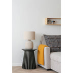 Lampe de table céramique crème avec abat-jour lin cylindrique