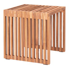 Table d’appoint en teck naturel 40x40 cm bois carré minimaliste
