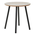 Table dappoint ronde en travertin beige, MDF et acier noir