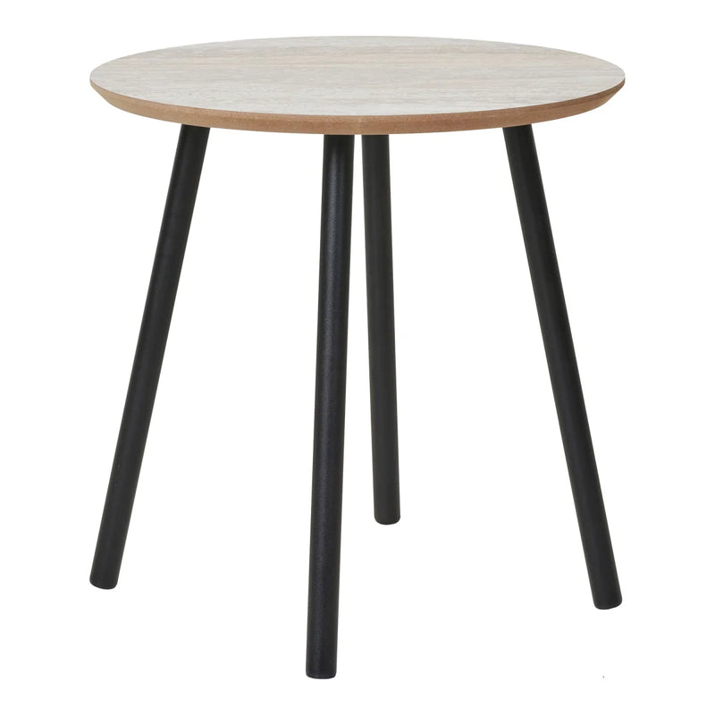 Beistelltisch in Travertin-Optik Beige/Schwarz aus MDF und Stahl