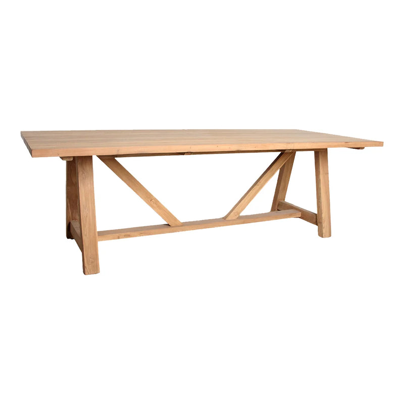 Gartentisch aus massivem Teakholz mit Bockgestell – 240x100 cm