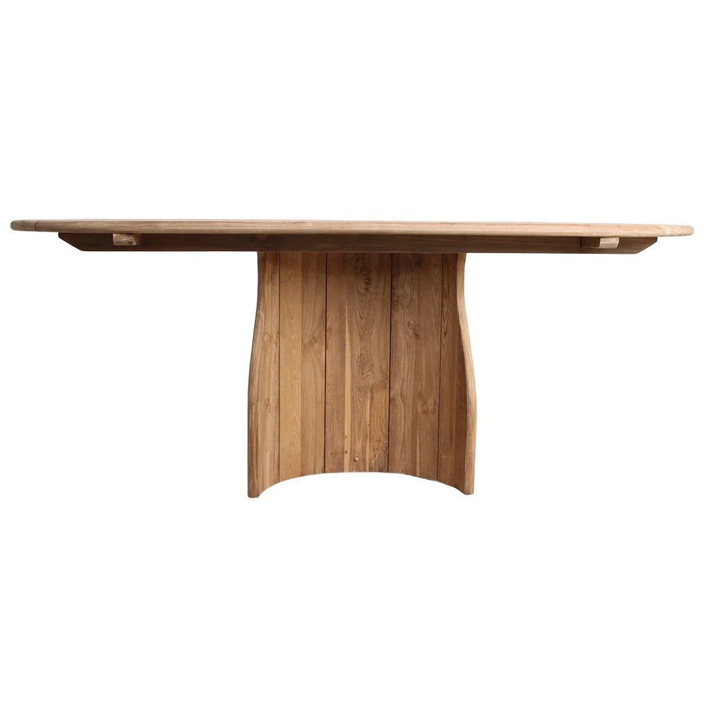 Table de jardin en teck recyclé ovale naturel 200x90 cm