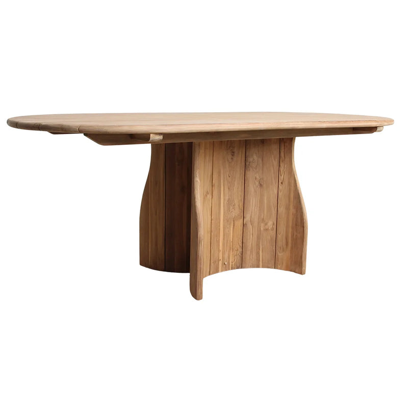 Gartentisch aus recyceltem Teakholz in Oval Natur – 200x90 cm