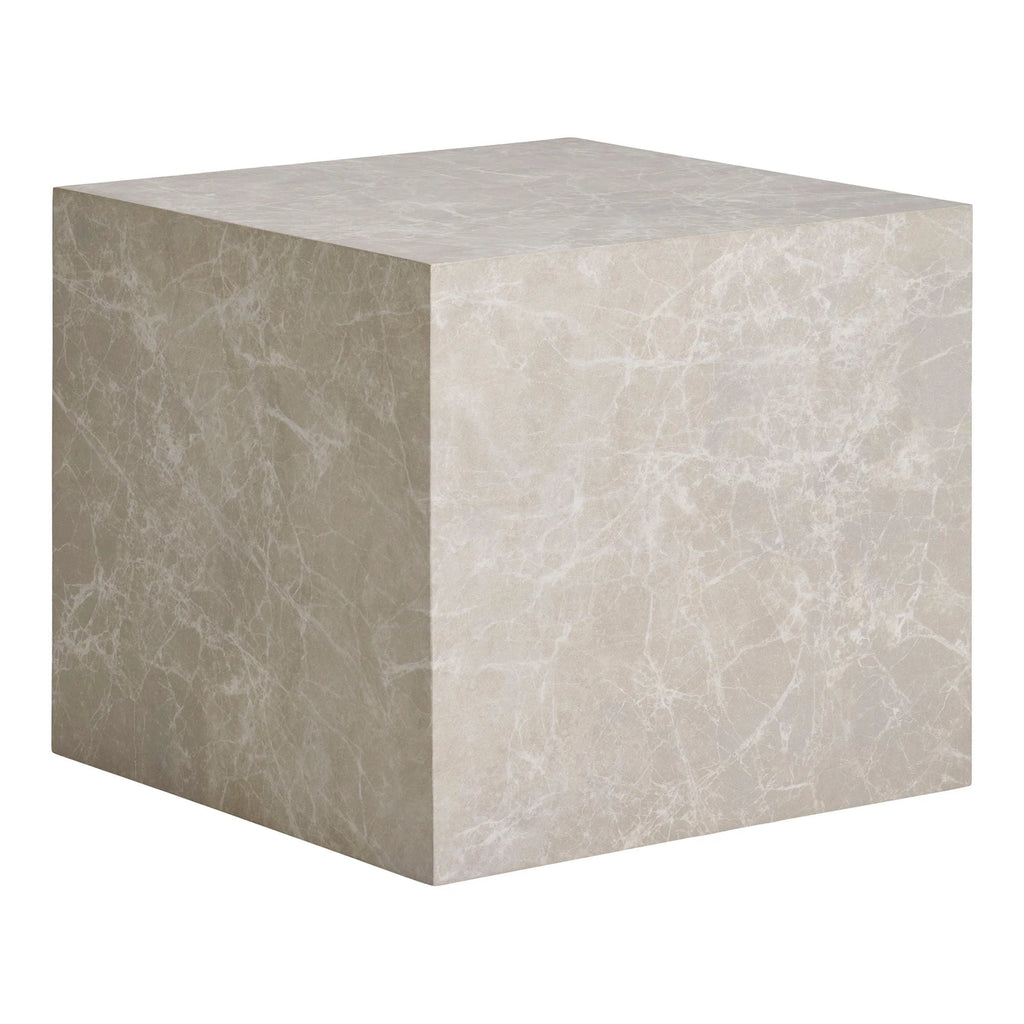 Set de 2 tables basses cubiques effet marbre beige