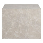 Set de 2 tables basses cubiques en marbre beige veiné poli