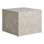 Set de 2 tables basses cubiques effet marbre beige