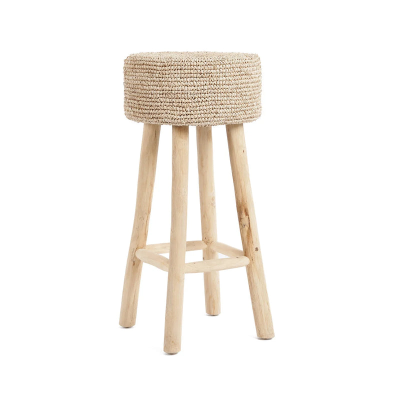 Barhocker aus geflochtenem Raffia – Natur – H75 cm