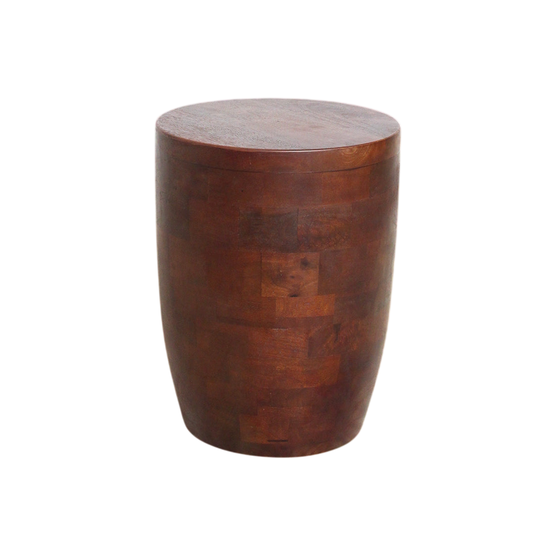 Tabouret en bois de manguier brun forme tambour Ø35xH45 cm