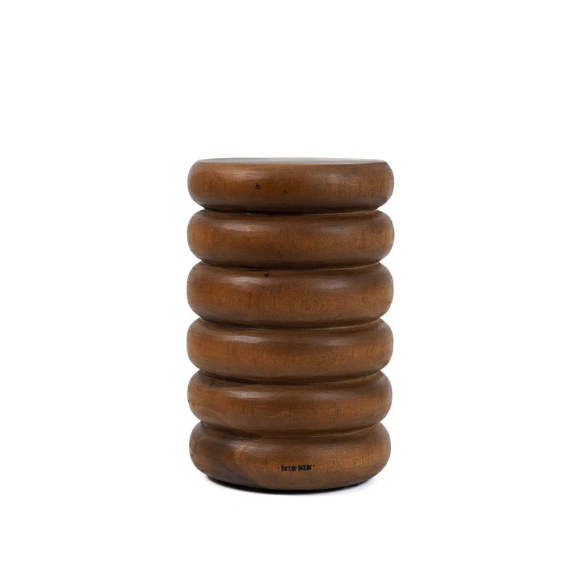 Hocker aus Suarholz mit Naturfinish in Zylinderform – H45 cm