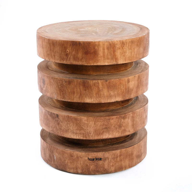 Hocker aus Suar-Holz geschnitzt, Natur 45 cm