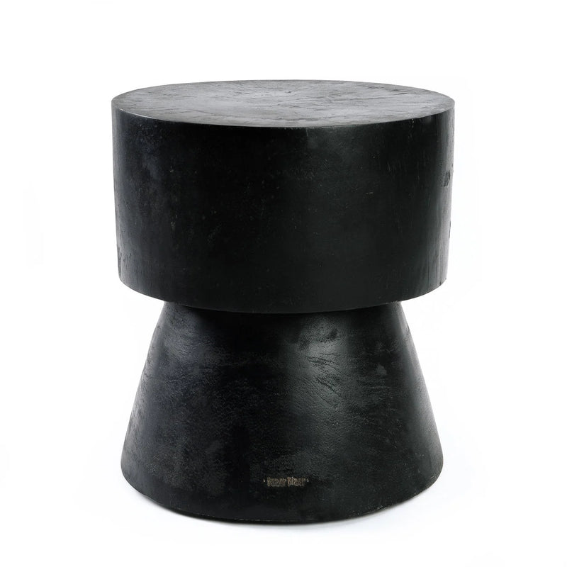 Hocker aus Suar-Holz in Schwarz, schlichtes Design 45 cm