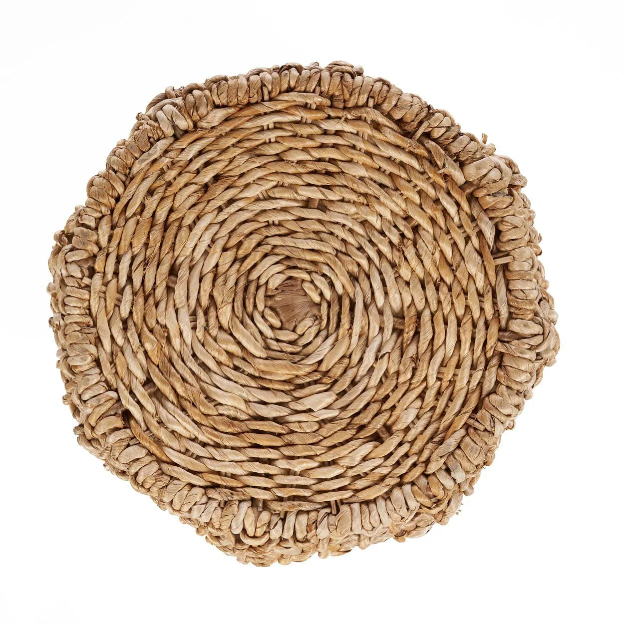 Tabouret en feuilles de bananier tressées naturel ajouré Ø49 cm, ronde beige en rotin texturé