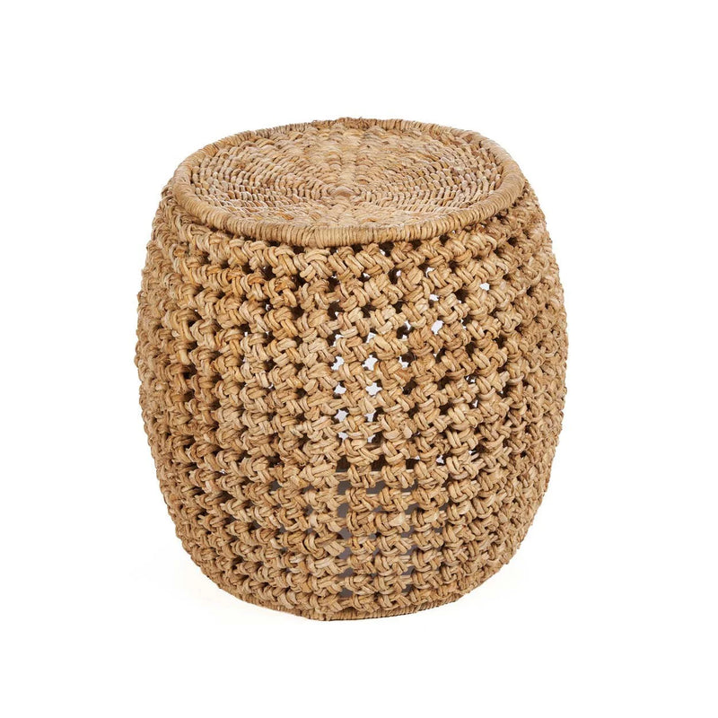 Hocker aus geflochtenen Naturfasern in Beige – Ø48 cm