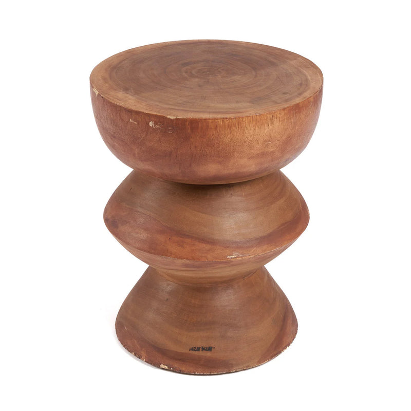 Skulpturaler Hocker aus Suarholz in Naturbraun – H50 cm