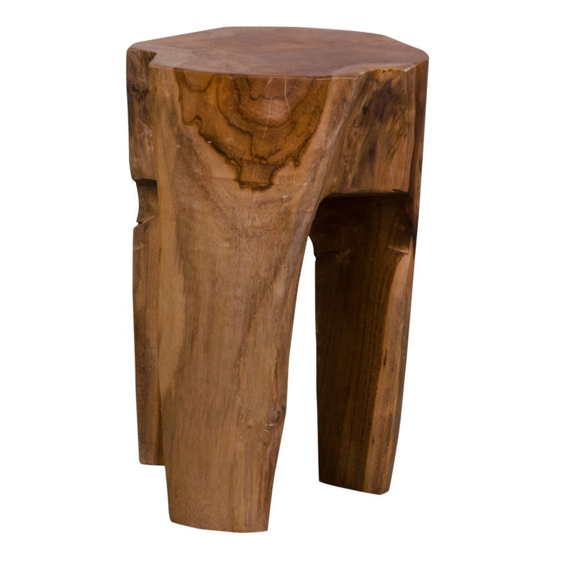 Hocker aus massivem Teakholz mit Naturfinish – Ø26x40 cm