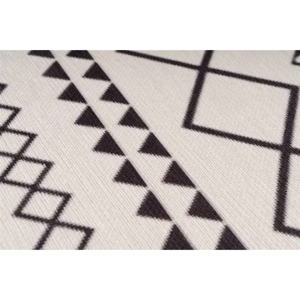 Tissu blanc avec motif géométrique noir de diamants et triangles pour Maya 400 Weiß / Schwarz