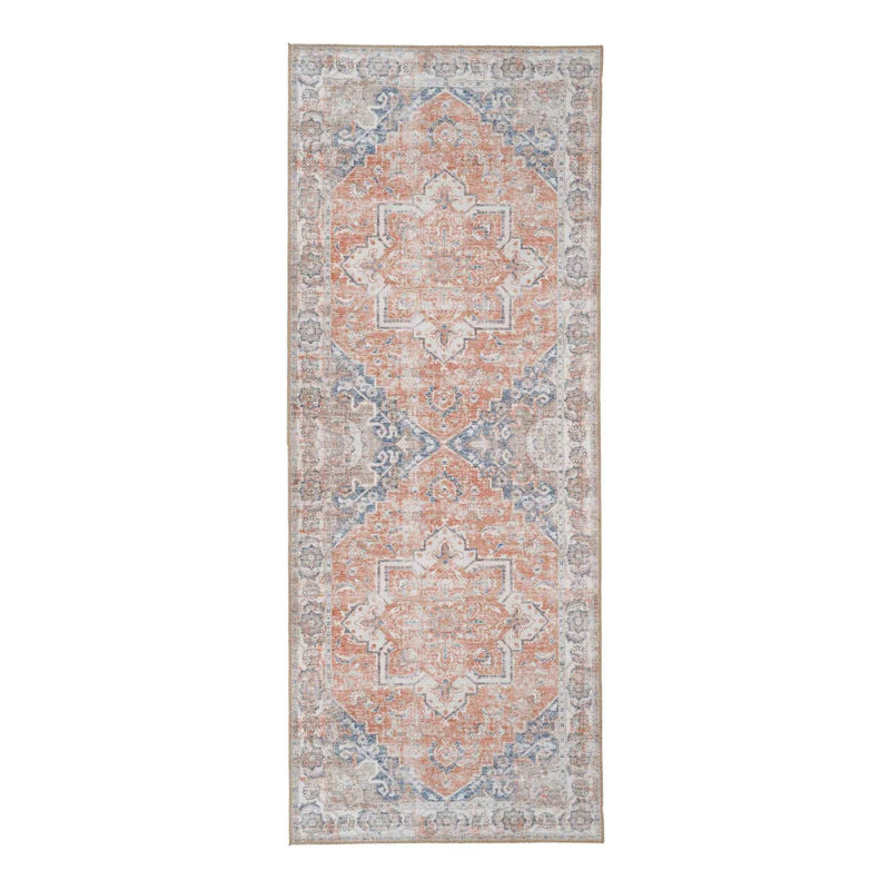 Läufer im Perser-Stil in Orange und Blau aus Polyester 80x200