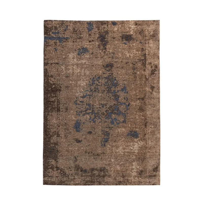 Kurzflorteppich in Vintage-Optik Braun/Schieferblau