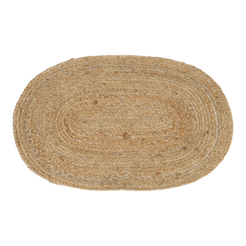 Ovaler Eingangsteppich aus geflochtener Jute Natur – 50x80 cm